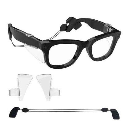 HiBloks Accessories for Ray-Ban Meta Glasses, Including 2 Clear Safty Side Shields and 1 Eyeglass No Tail Strap Adjustable Sunglasses Lanyard String Chain Anti-Slip Set for Wayfarer/Skyler/Headliner