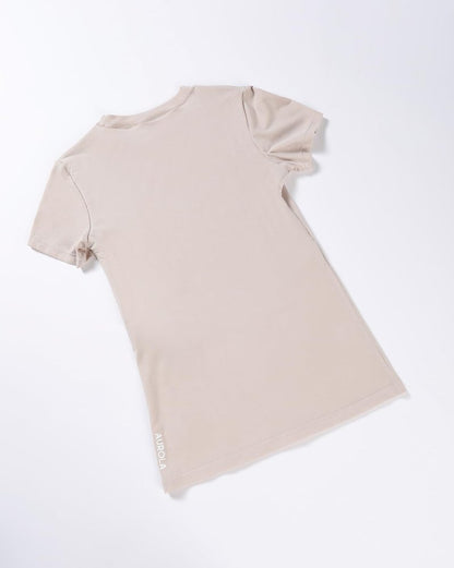 AUROLA Everyday Fitted T-Shirt for Women,Crew Neck Basic Short Sleeves T ShirtCrop Tops Modal Slim Fit Tee (Begei,S)