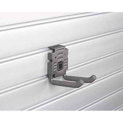 HandiWall 4" Double Hook with Locking Bracket for Tool Storage on Garage Slatwall Panels