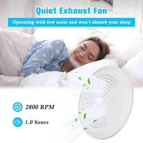V2262-50 7 Inch Bathroom Exhaust Fan, 1.0 Sones, 50 CFM Ceiling Exhaust Fan, for 8" Opening, Quiet Effective Ventilation for Bathroom, Laundry Room, Kitchen, Mobile Home