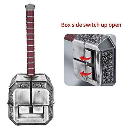 Thor Hammer Tool Box, 28pcs Multifunctional Home Repair Tool Set Excellent Hand Tool Novelty Christmas Gift for Men Prop Hammer (Silver)