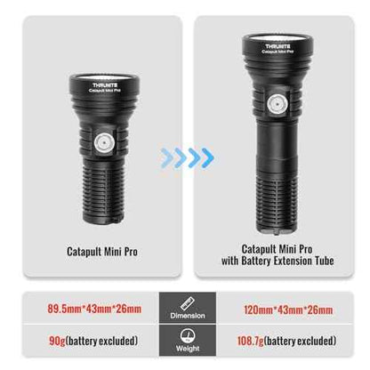 ThruNite Catapult Mini Pro LED Searchlight, 566 Meters Long Throw, High 2588 Lumens Rechargeable Flashlight with Battery Extension Tube for Search and Rescue, EDC