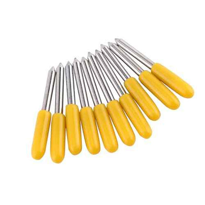 Garosa 10pcs Plotter Knife Roland Cutting Knife Tungsten Steel Lettering Blade Plotter Blade with Cutter Blade for Cutting Plotter Yellow Cap with Band Saw Blades (30¡Æ)