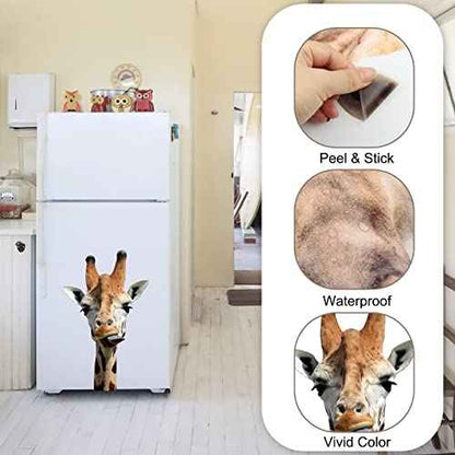 AHNNER Funny Giraffe Wall Decal Peel and Stick Giraffe Wall Clings Funny Sticker Gift for Friends Kids Room Wall Funny Window Decor Fridge Closet Stickers