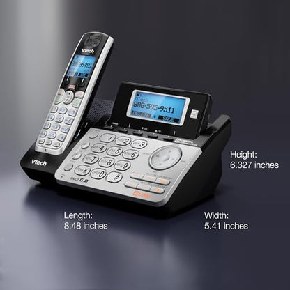 VTech Accessory Handset for DS6151 Series with 2-Line Cordless Phone, Suitable for Small Business or Home, Answering System, Expandable up to 12 Handsets, Intercom, Conference | DS6101 (Black/Silver)