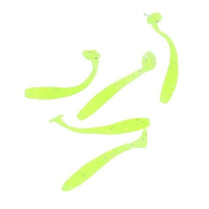 Fishing Lures, 50PCS Soft Plastic T Tail Grub Baits Kit, Swimbaits 2in Fluorescent Green, for Freshwater Saltwater Lakes Rivers Fishing Enthusiasts