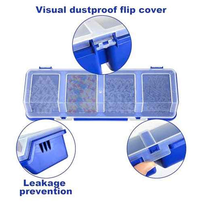 6Pcs Screw Organizers Storage Bins with Lids, Plastic Stackable Hardware Organizer Box for Garage Nails Craft Tool Organizing, Tool Cart Cabinet Workbench Drawers with Compartment Bolt Organizer, Blue