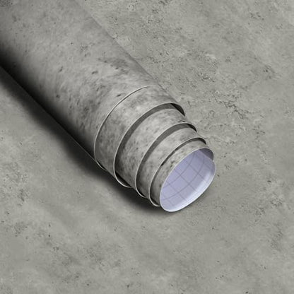 12"x79" Light Grey Concrete Wallpaper Peel and Stick 3D Gray Faux Cement Textured Contact Paper Self-Adhesive Waterproof Vinyl Matte Modern Industrial Wall Paper for Bedroom Bathroom Kitchen