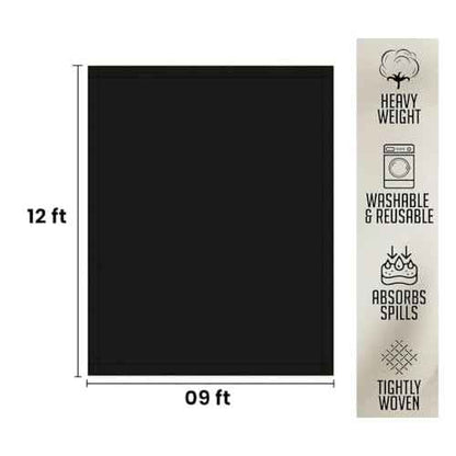ZUPERIA Black Drop Cloth (9 x 12 Feet - Pack of 2) - Pure Canvas Drop Cloth for Painting, Curtains & Floor Protection Washable & Reusable Tightly Woven Paint Cover for Multipurpose use