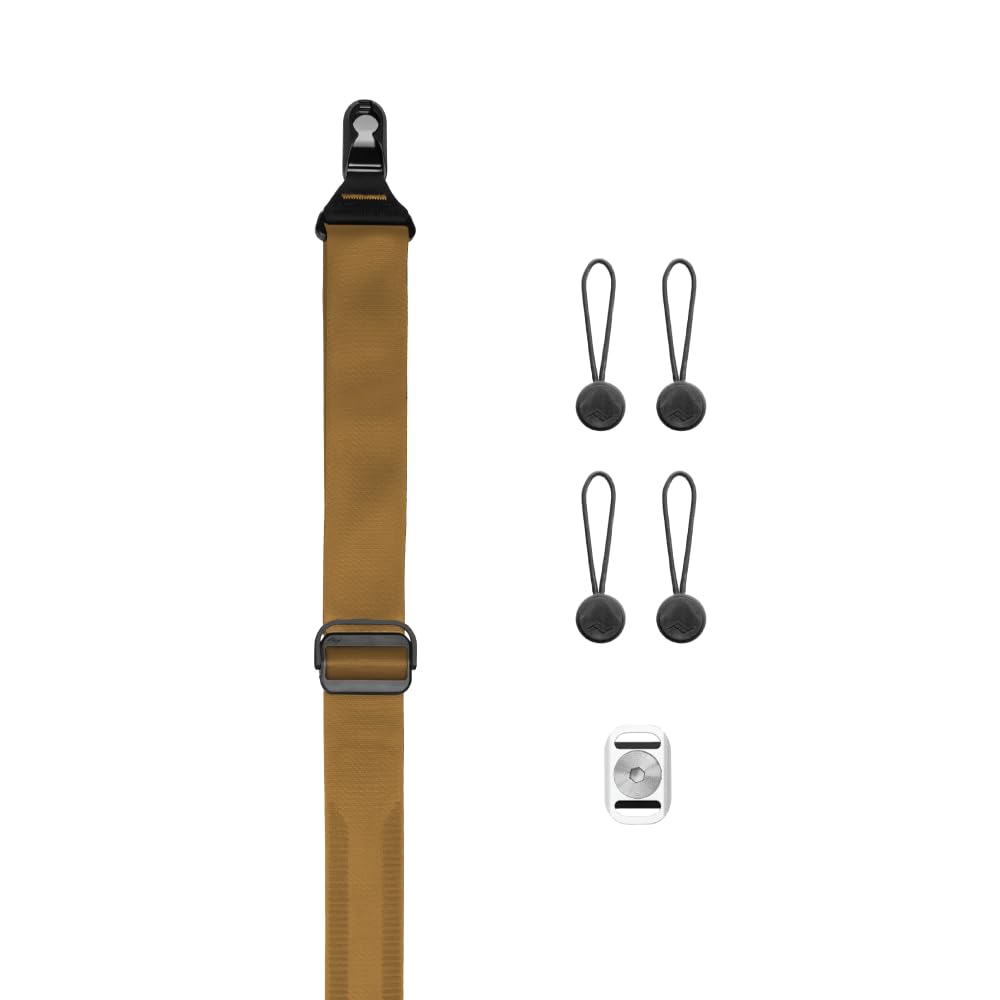 Peak Design Slide Lite Camera Strap, Coyote, Configurable as a Sling, Neck or Shoulder Strap, Quick Release and Connection, Smooth and Grippy Side, Camera Straps for Photographers, 200 lb Capacity
