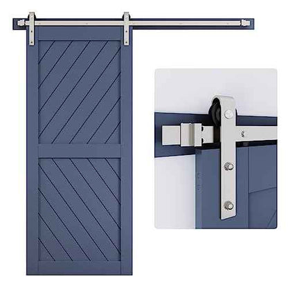 EaseLife 6.7 FT Brushed Nickel Sliding Barn Door Hardware Track Kit,Basic J Pulley,Heavy Duty,Slide Smoothly Quietly,Easy Install (6.7FT Track Kit for 36"~40" Wide Single Door)