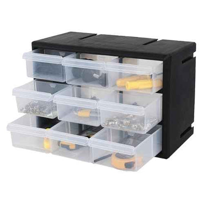 Small Parts Drawer Cabinet, 9 Drawer Desktop Storage Cabinet, Plastic Storage Drawers for Crafts Set of 1, Black