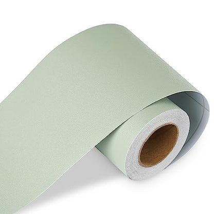 LACHEERY Light Green Wallpaper Border Peel and Stick Wall Border Trim for Walls Kid Girls Bedroom Pastel Green Bulletin Board Borders Trim for Classroom Borders Bathroom Mirror Frame Roll 3"x197"