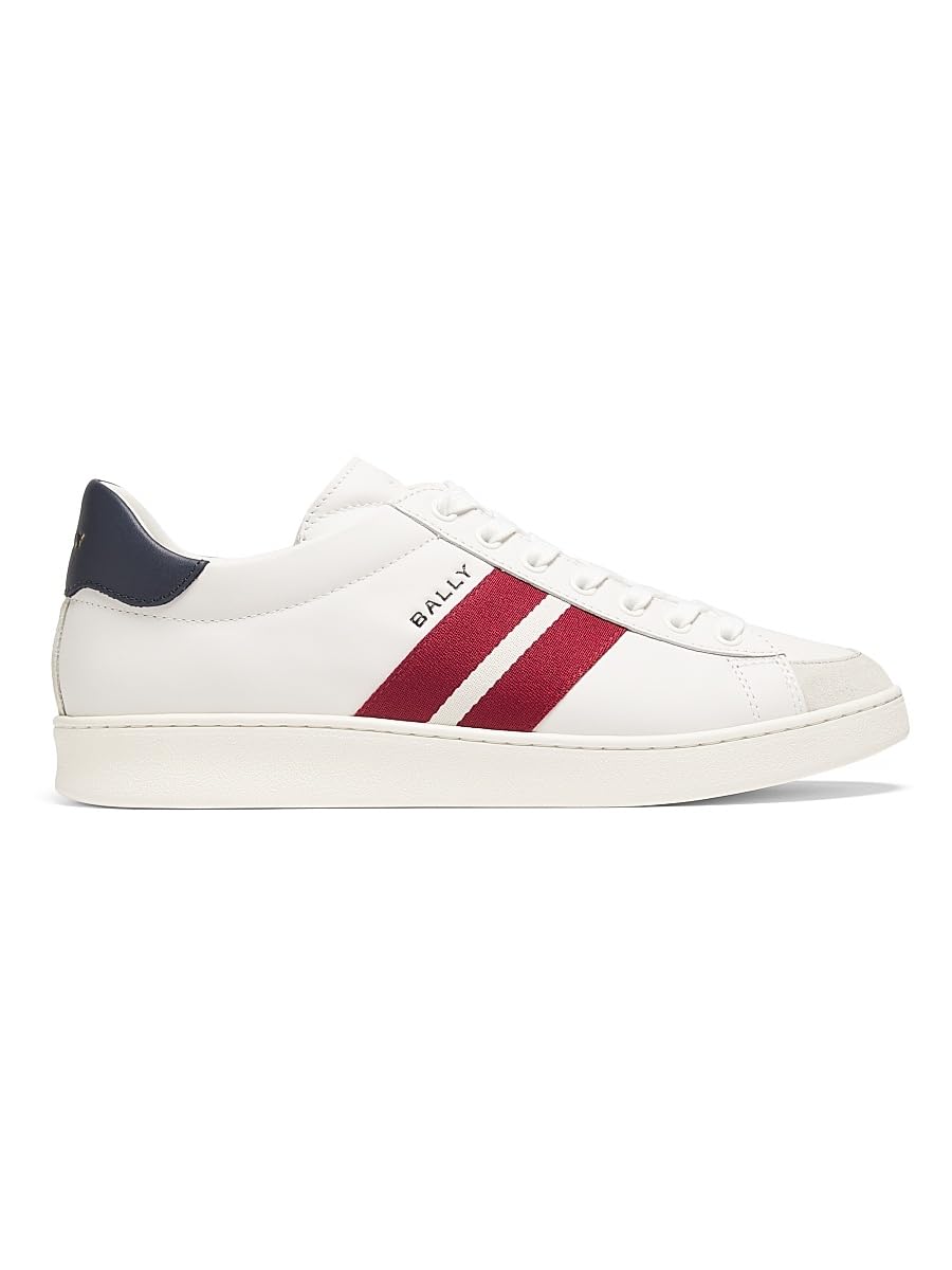 Bally, Thiago Ribbon Low-Top Leather Sneakers, WHITE PEACOAT, 12 US