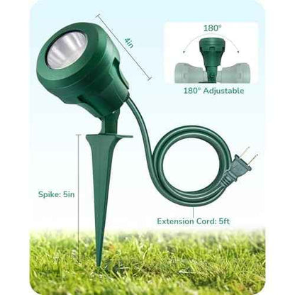 EDISHINE Christmas 120V Outdoor LED Spotlights, 4.8W Plug in Spotlight with 3 Lenses (Red Green Yellow) & 180¡Æ Rotatable Lamphead, 5000K Waterproof Landscape Lights for Flag Garden, 4 Pack