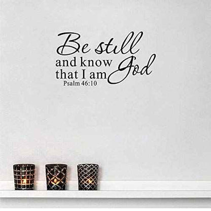 Be Still and Know That I am God Psalm 46:10 Wall Decal Bible Scripture Vinyl Stickers, Removable Religious Art DIY Inspirational Quotes Sticker Mural for Bedroom Living Room Office Home Decoration