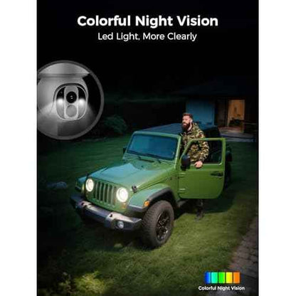 Solar Security Camera Outdoor Wireless WiFi Pro, 4MP Color Night Vision, AI/PIR Motion Detection, 360 PT, 2-Way Audio, IP66, 2.4/5GHz, SD/Cloud Storage, Works with Alexa, Mobile App & HomeBase
