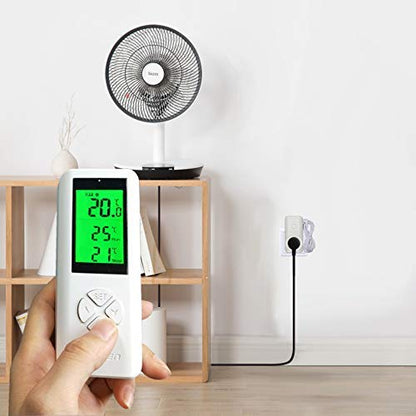 DIGITEN WTC200 Wireless Temperature Controller Thermostat Outlet Remote Control Thermometer with 2m/6ft NTC Temp Sensor Probe Heating Cooling Mode for Fan Heater Greenhouse Homebrewing Reptile