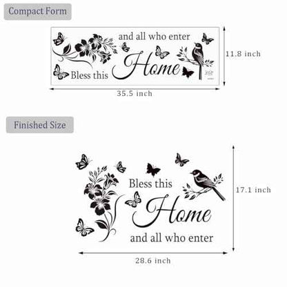 Family Inspirational Wall Stickers Quotes Bless This Home and All Who Enter Words Design Vinyl Decal Quote Wall Decor Stickers Motivational Quotes for Bedroom.