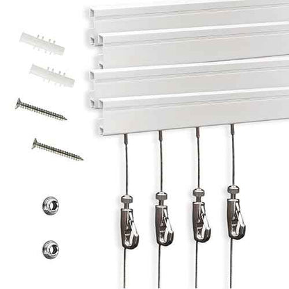 Picture Rail Hanging System- Innovative Art Hanging Rail System Including 4 Pcs 24" Picture Rails, 4 Pcs 2M Picture Rail Hooks & Installation Hardware- Elegant Picture Hanging Kit for Gallery