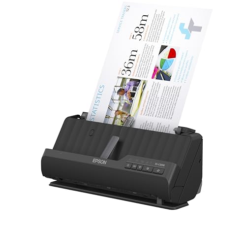 Epson - Workforce ES-C320W - Wireless Compact Desktop Document Scanner - 2-Sided Scanning and Auto Document Feeder - Paper and Card Scanner - Black