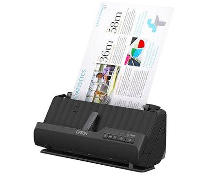 Epson - Workforce ES-C320W - Wireless Compact Desktop Document Scanner - 2-Sided Scanning and Auto Document Feeder - Paper and Card Scanner - Black