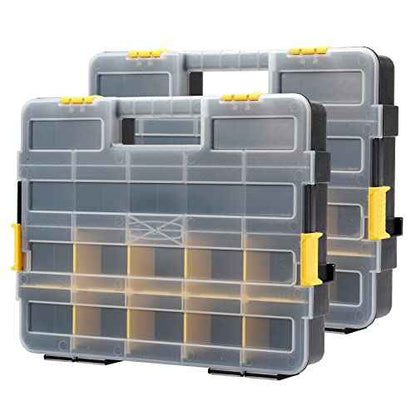 Mayouko Stackable Plastic Toolbox Organizer, Interlocking Small Parts Organizer, Compartment Toolbox for Screw,Nail,Hardware, 2PCS