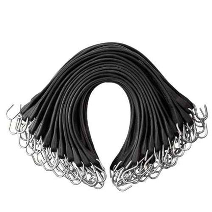 VEVOR 31" Rubber Bungee Cords, Weatherproof EPDM Rubber Tie Down Straps with Crimped S Hooks, Heavy Duty Outdoor Tarp Straps for Securing Flatbed Trailers, Canvases, Cargo, and More (50 Pack)