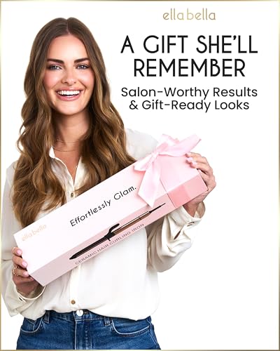 ELLA BELLA® Curling Iron 1 Inch • Professional Hair Curler • Curling Wand • Ceramic Curling Irons • Transform Your Look in Seconds • Suitable for All Hair Types • Say Goodbye to Heat Damage
