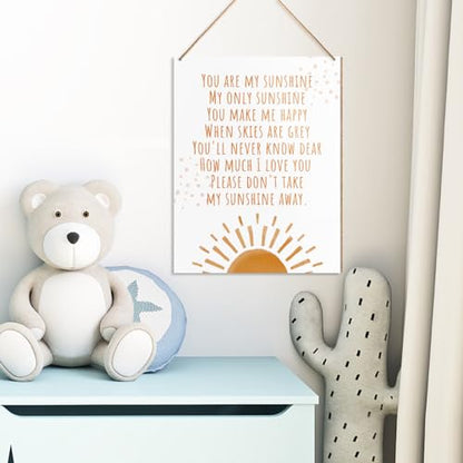 UDNADKEX Boho Nursery Wall Sign Hanging Decor, You Are My Sunshine Make Me Happy, Nursery Boy Girl Kids Bedroom Toddler Room Wooden Decor Nursery Decoration