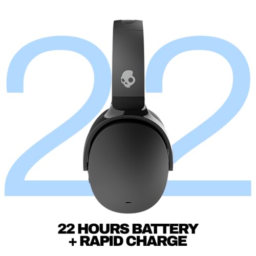 Skullcandy Hesh ANC Wireless Over-Ear Bluetooth Headphones, Active Noise Cancelling, Up to 22 Hrs Battery, Foldable Lightweight Design, Microphone for iPhone Android - True Black