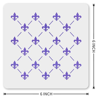 MAGJUCHE Fleur De Lis Allover Pattern Stencil 6 Inches, Reusable French Stencil for Wall Painting DIY Crafts Decor
