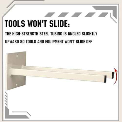 Zonon 2 Pcs Extra Wide Wall Mounted Tool Rack for Trimmers Blowers and Stepladders Heavy Duty Powder Coated Steel Storage Organizer for Garage Shed Workshop Tool Holder