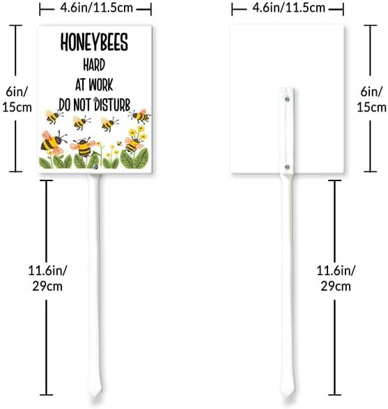 Uptell Honeybees Hard At Work Do Not Disturb Yard Signs with Stakes Aluminum Sign for House/Front Door and Business Outdoor Decoration 8x12 Inch