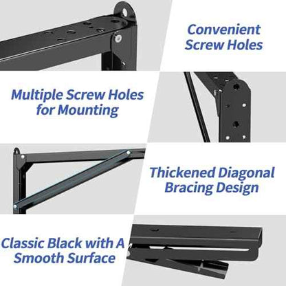 LSK 24 Inch Folding Shelf Brackets, Heavy Duty Collapsible Shelf Bracket Max Load 550LBS, Wall Mounted L Table Brackets for Garage Bench Table, Space Saving DIY Black Folding Bracket, Pack of 2