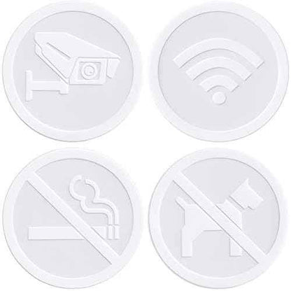 dealzEpic - Clear Transparent White Store Signs of No Smoking, No Pet Allowed, Free WIFI and Security Camera Sign - Self Adhesive Peel and Stick Vinyl Decals for Glass Door or Window