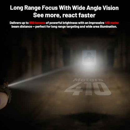AIMWIN WL12 Weapon Light 650 Lumen 410 Meter Long Range 42000 Candela Compact Magnetic Rechargeable Rail Mounted Pistol Light Tactical Flashlight for GL Rail/1913 Picatinny Rail