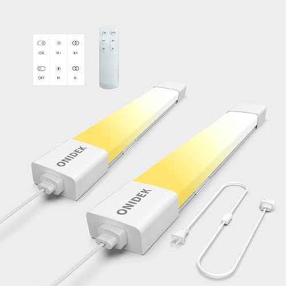 Under Cabinet Lights with Plug. 3000K-6500K Dimming and Color. with Wireless Control Panel and Remote Control.15W 1500LM for Garage, Kitchen, Bathroom, Closet, Office (16 inch-2pcs)