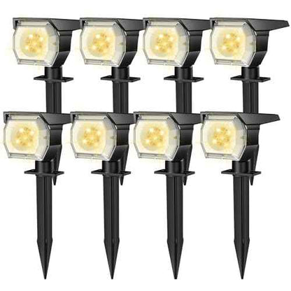 EIUIO Solar Outdoor Lights, 3 Lighting Modes Solar Spot Lights Outdoor with Auto On/Off, Waterproof Landscape Lighting for Garden Yard Pathway