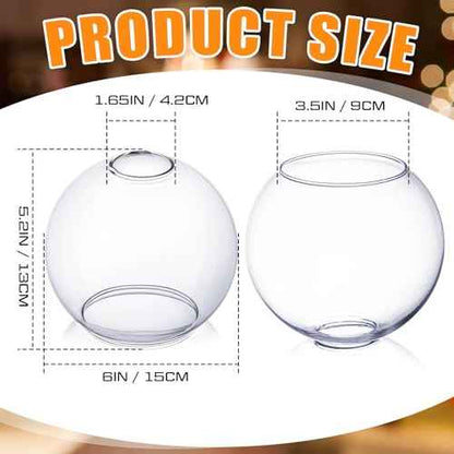 4 Pack Fixture Replacement Globe Shade 6 Inch Diameter E26 Base 1-5/8 Inch Fitter Round Glass Globe Lampshade Cover for Pendant Wall Sconce Chandelier Vanity Light(Clear)