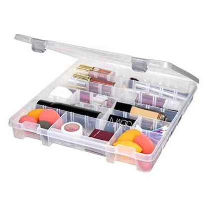 AB Designs 9101ABD Super Satchel Slim with Removable Dividers, Stackable Home Storage Organization Container, Clear with Silver Latches