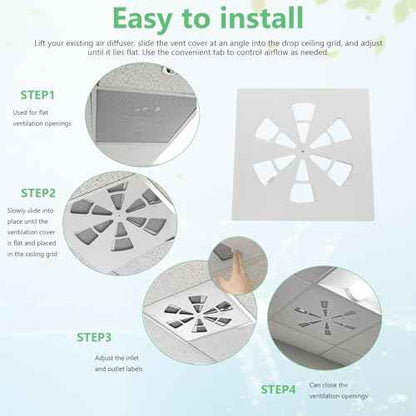 (1 Pack)-24" x 24" Adjustable Office Vent Cover - Durable,For Flat Office Ceiling Vents Ceiling Air Deflector for Conditioner or Heat Air Deflector Magnetic Size approximately: 24.75X24.75IN