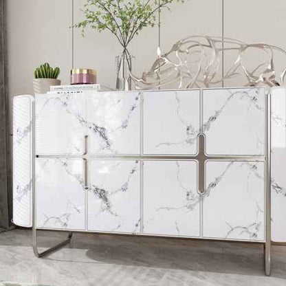 CRE8TIVE Glossy Silver Grey White Marble Contact Paper for Countertops Waterproof Marble Wallpaper Peel and Stick Counter Top Stick Paper 12"x80" Self Adhesive Removable Wallpaper for Kitchen Cabinets