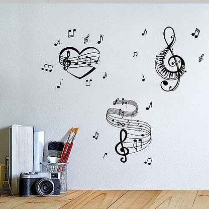 CRASPIRE 8 Sheets Musical Note Wall Stickers PVC Waterproof Self-Adhesive Window Decals Piano Guitar Heart Peel and Stick Removable for Classroom Home Decoration Bedroom Bathroom Wall Art