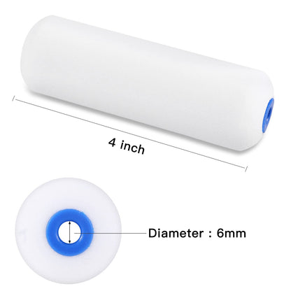 Mister Rui Foam Paint Roller, 4 inch Paint Roller 8 Pack, Small Paint Roller, High Density Foam Paint Roller Tray and Liner Set, Sponge Rollers for Painting and Staining