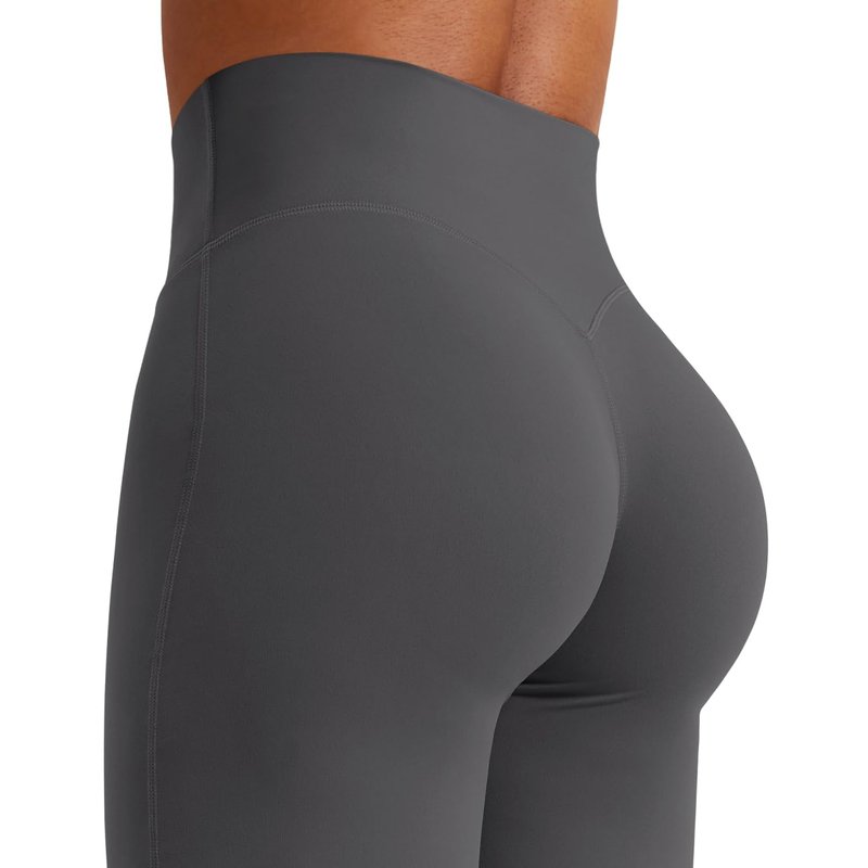 YEOREO Workout Leggings Womens No Front Seam Straight Leggings 33" High Waist Buttery Eddiy Gym Yoga Pants Dark Gray S