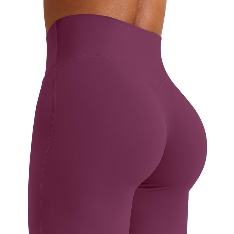 YEOREO Workout Leggings Womens No Front Seam Straight Leggings 29" High Waist Buttery Eddiy Gym Yoga Pants Black Cherry L