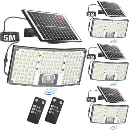 TOBUSA 4-Pack Solar Flood Lights Outdoor Motion Sensor, 4000LM LED Solar Light with Remote, 3 Modes, Waterproof Dusk to Dawn Solar Powered Security Lights, 16.4FT Cable Split Wall Lighting for Yard