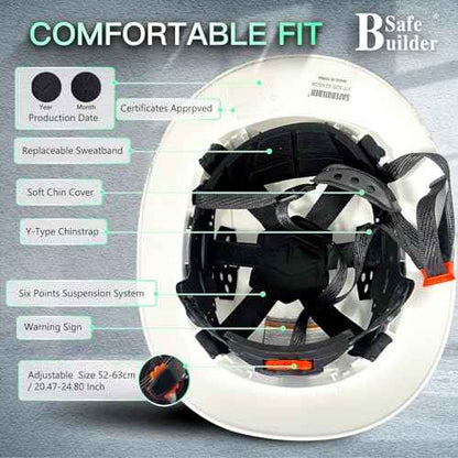 Full Brim Hard Hats Construction Hardhats Safety Helmet Vented Adjustable Lightweight Sunshade Work Caps Industrial Head Protection ANSI Approved