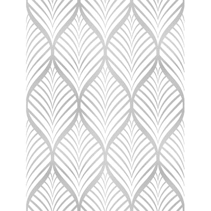 Amiya Silver Gray Peel and Stick Wallpaper Modern Boho Removable Vinyl Contact Paper Leaf Self Adhesive Bathroom Wallpaper for Cabinets 17.5" x 120" Renter Friendly